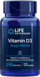 LifeExtension - Vitamin D3 1000 IE 250 gelatine softgels
