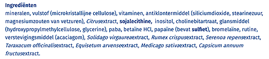 Orthica Multi 4 all ingredients opsomming